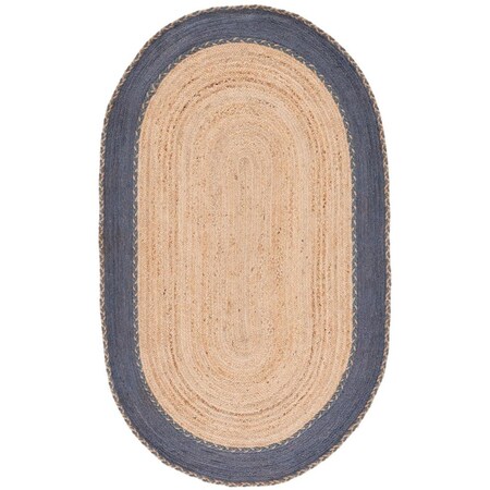 Safavieh 3 x 5 ft. Natural Fiber Global Oval Hand Loomed Rug, Natural & Dark Grey NFB261F-3OV